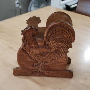 Vintage Wooden Rooster Napkin Holder